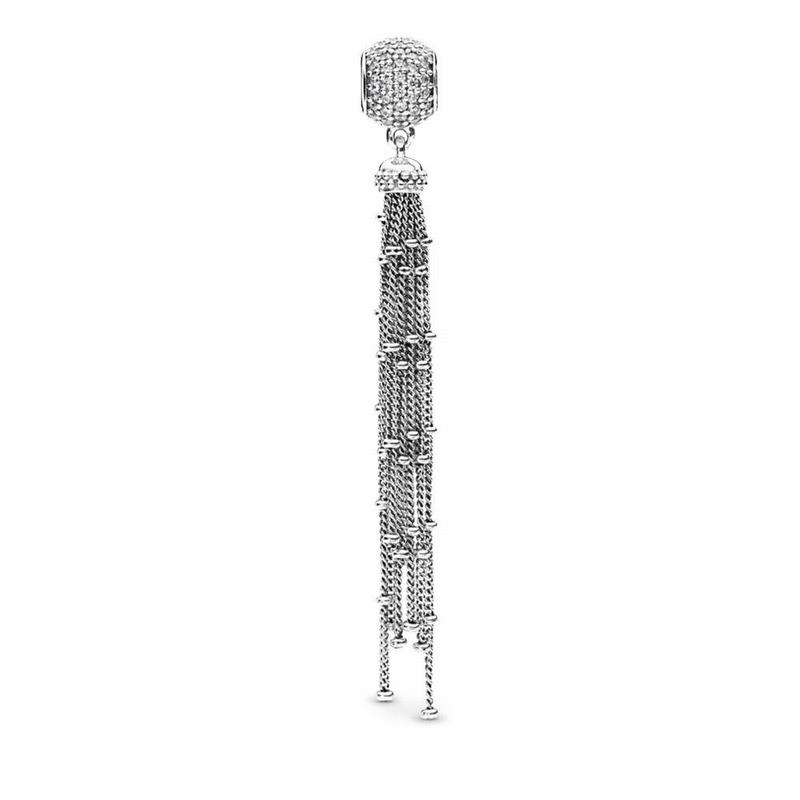 Pandora Enchanted Tassel Pendant Charm Ireland - Sterling Silver/Cubic Zirconia - 459172IVN